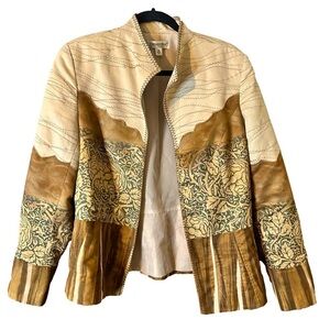 Coldwater Creek Jacket Women’s Lined Open Cardigan Cowboy Western Boho Size 16